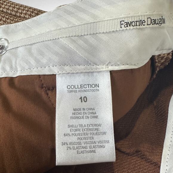 Favorite Daughter‎ Size 10 Plaid Toffee Houndstooth Trouser Wide Leg Pants Work - Picture 8 of 12